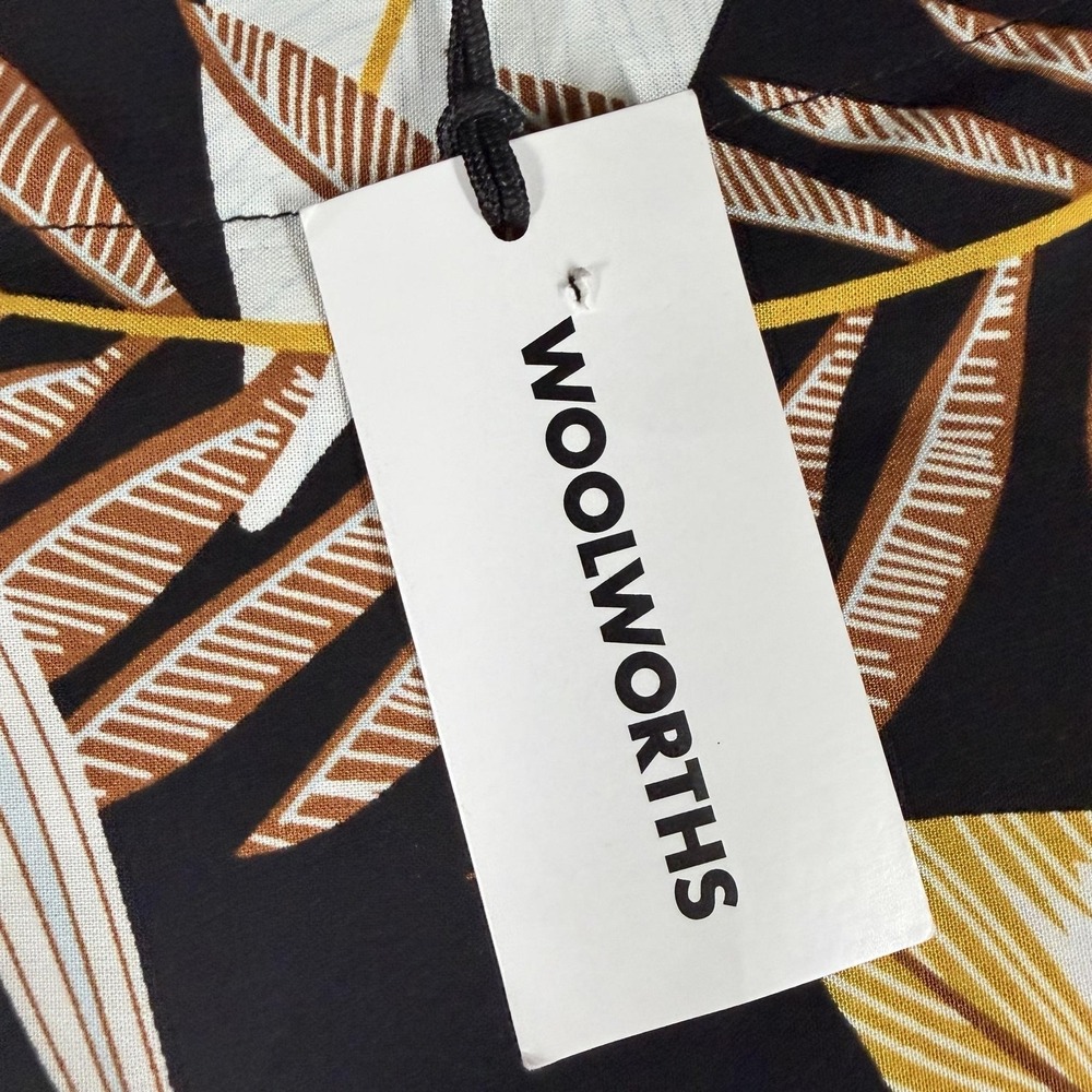 Woolworths T-Shirt Dress Womens Small Black Tropical Leaf Print Knee Length - Picture 3 of 13